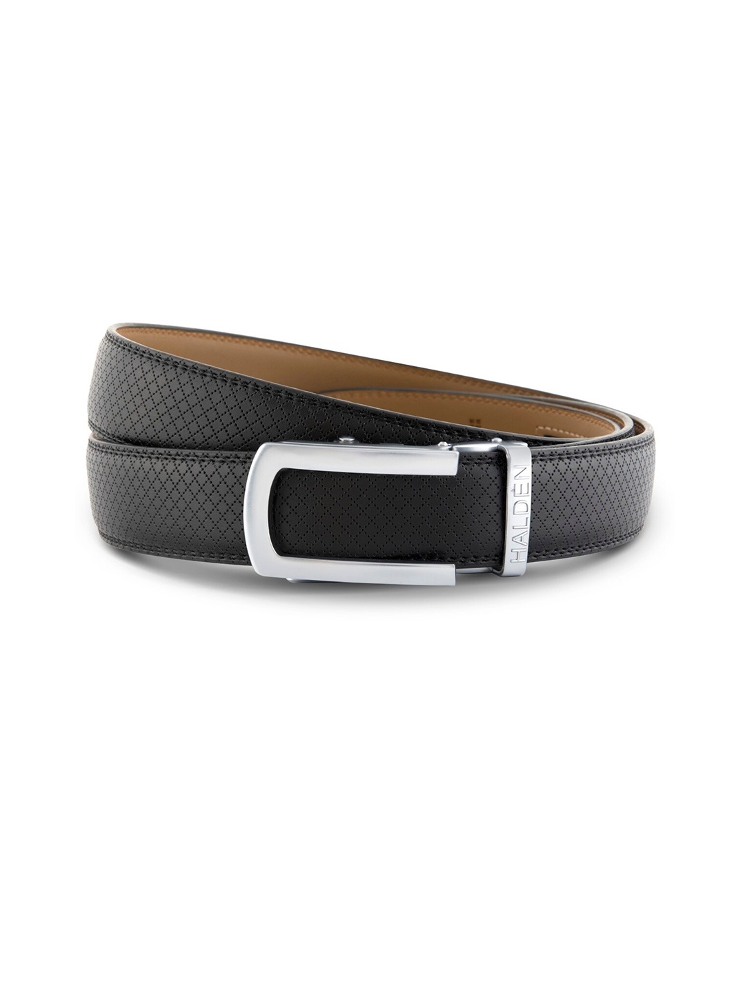 

HALDEN Men Textured Leather Formal Belt, Black