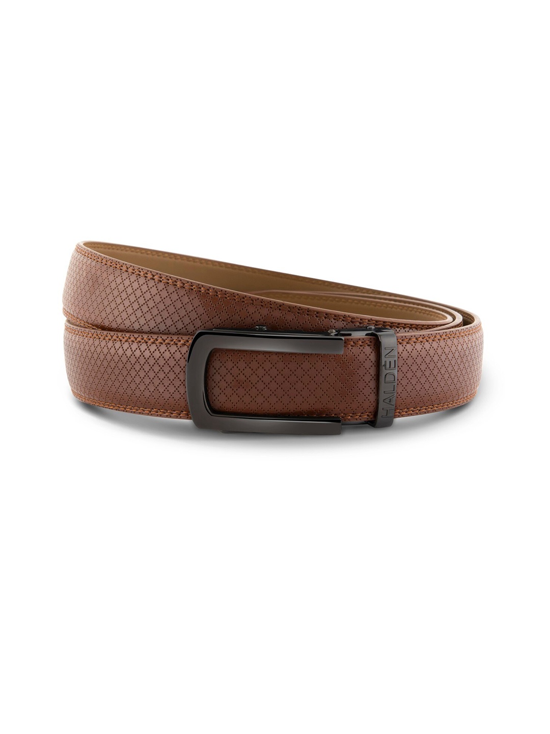 

HALDEN Men Textured Leather Formal Belt, Brown