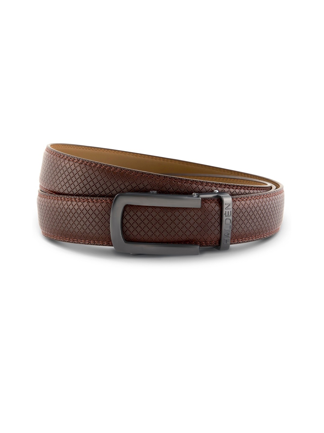 

HALDEN Men Textured Leather Formal Belt, Brown