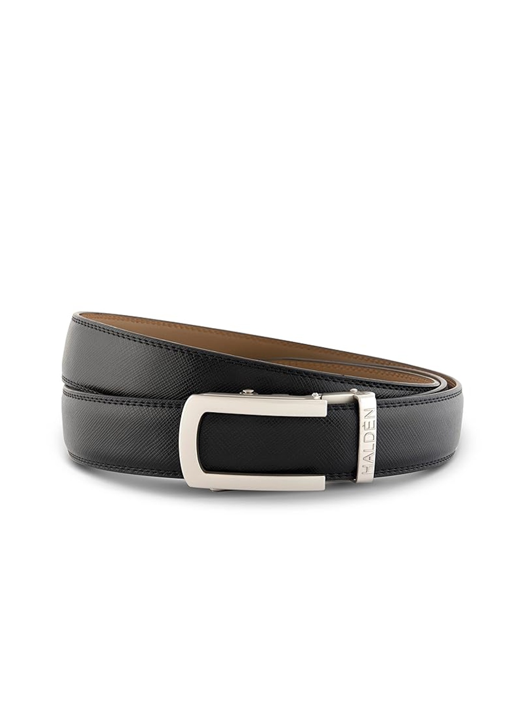 

HALDEN Men Textured Leather Formal Belt, Black