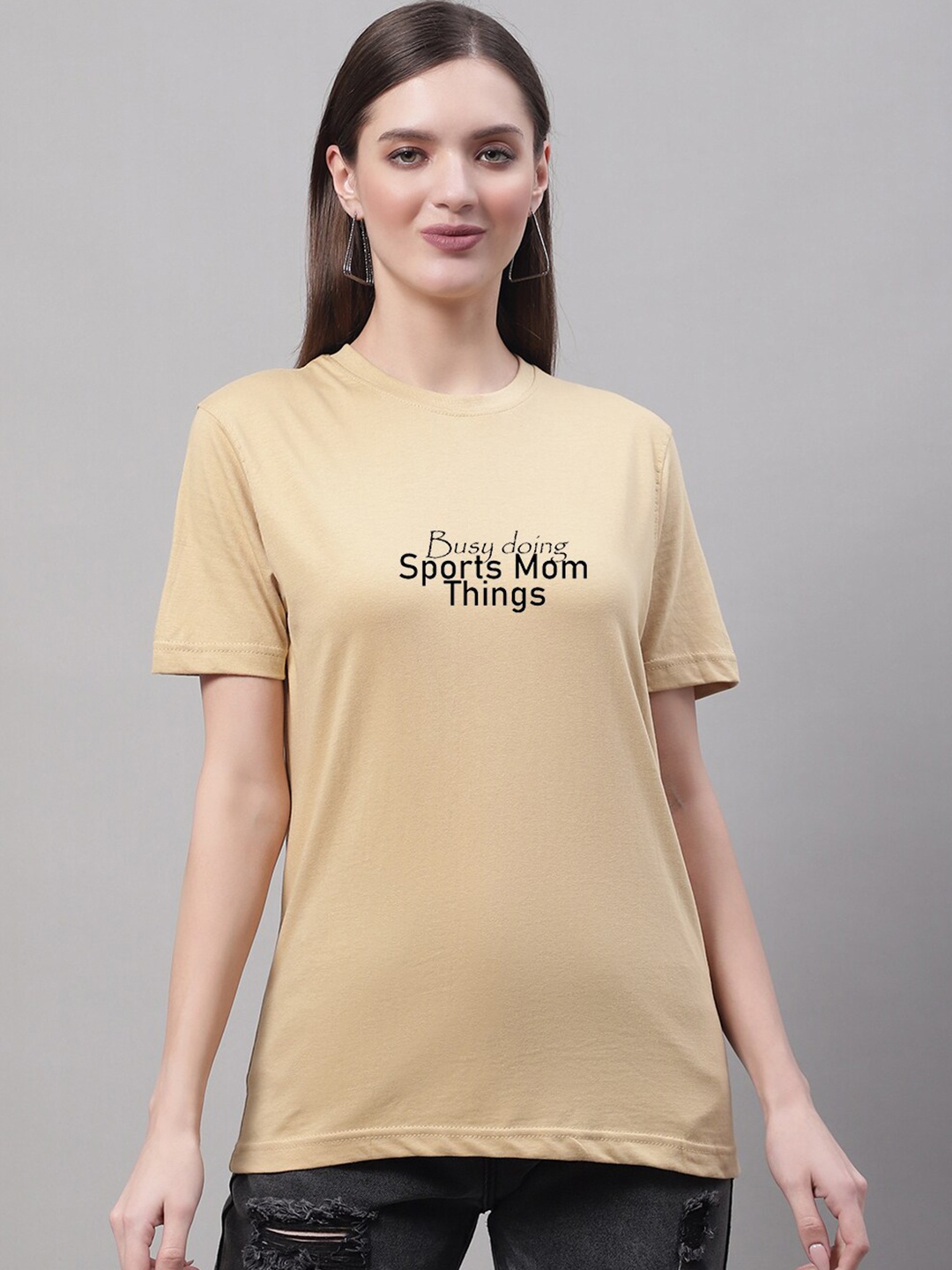 

Miaz Lifestyle Print Cotton Top, Beige