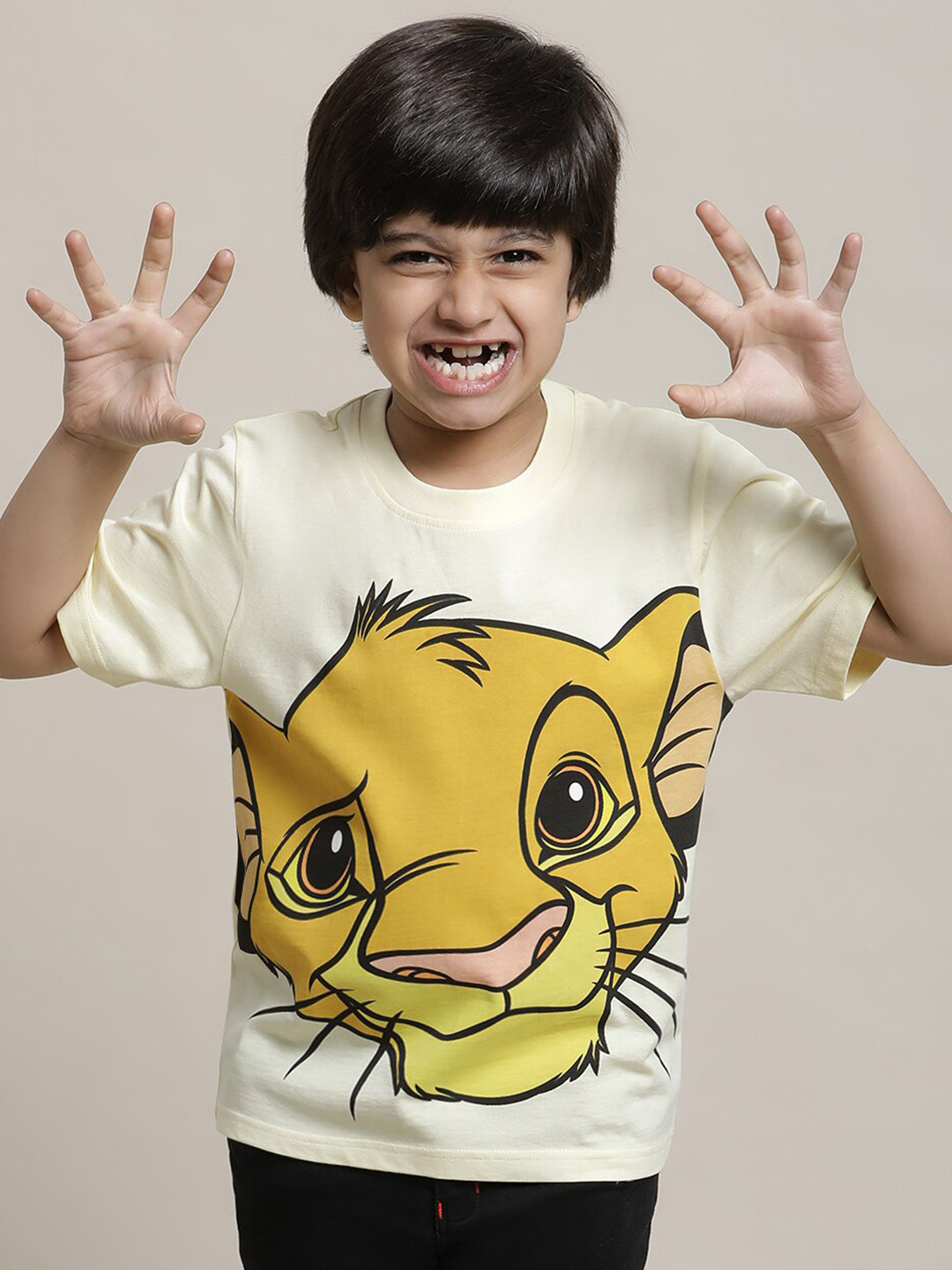

Kids Ville Boys Lion King Printed Pure Cotton T-Shirt, Cream