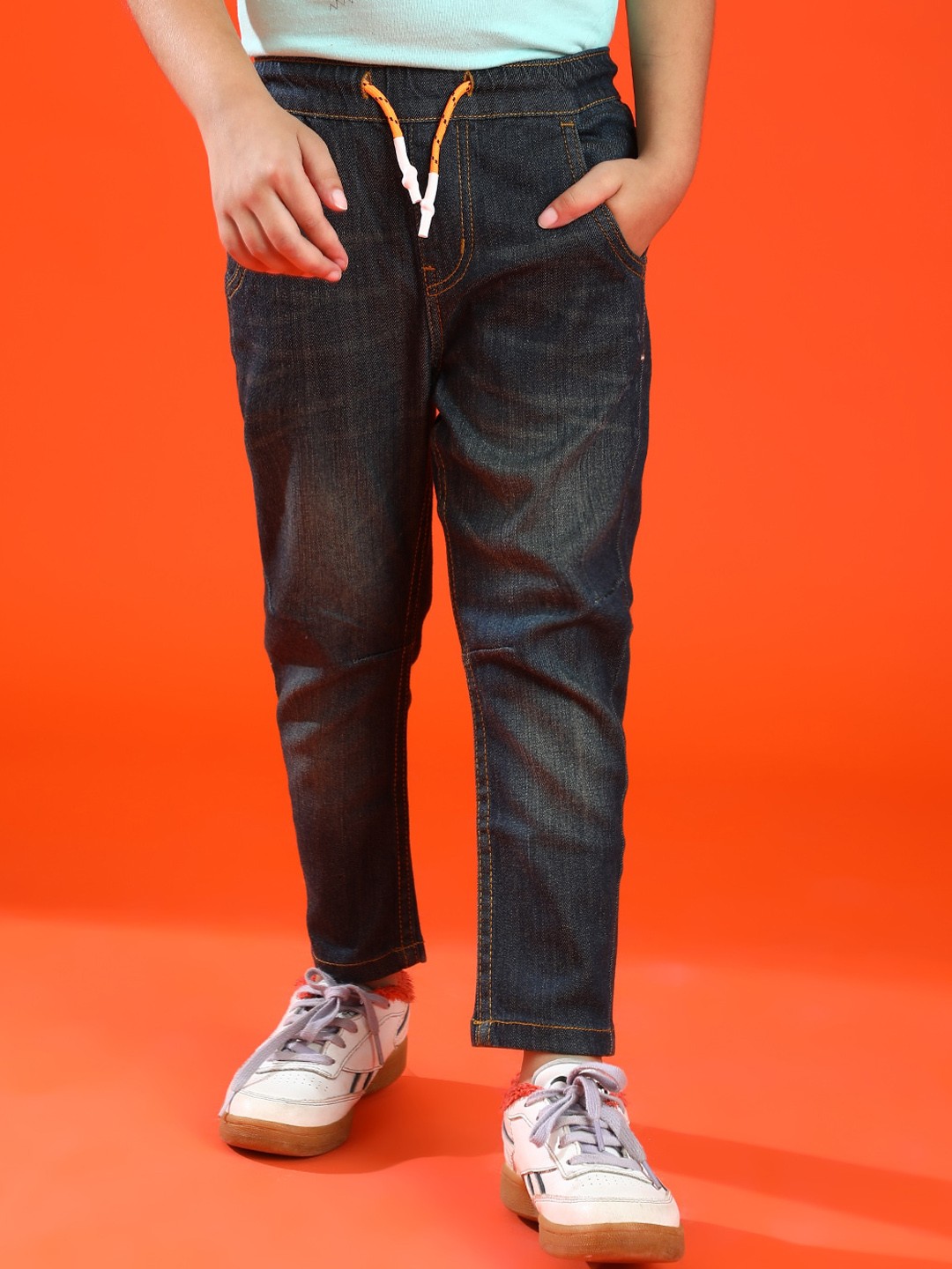 

TALES & STORIES Boys Slim Fit Light Fade Stretchable Jeans, Blue