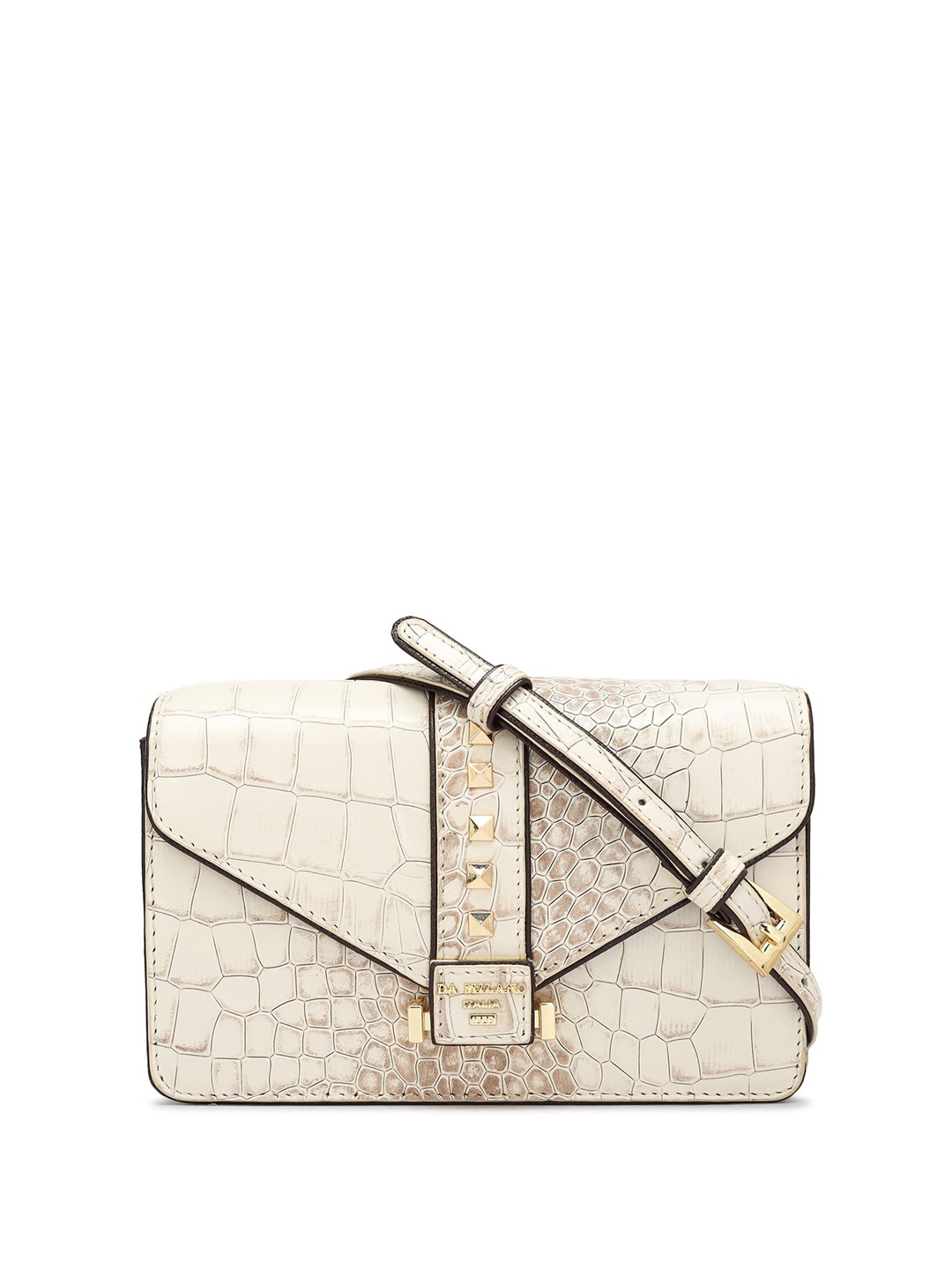 

Da Milano Animal Textured Leather Structured Shoulder Bag, White