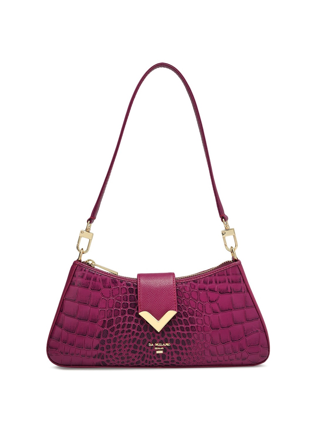 

Da Milano Animal Textured Leather Structued Shoulder Bag, Magenta