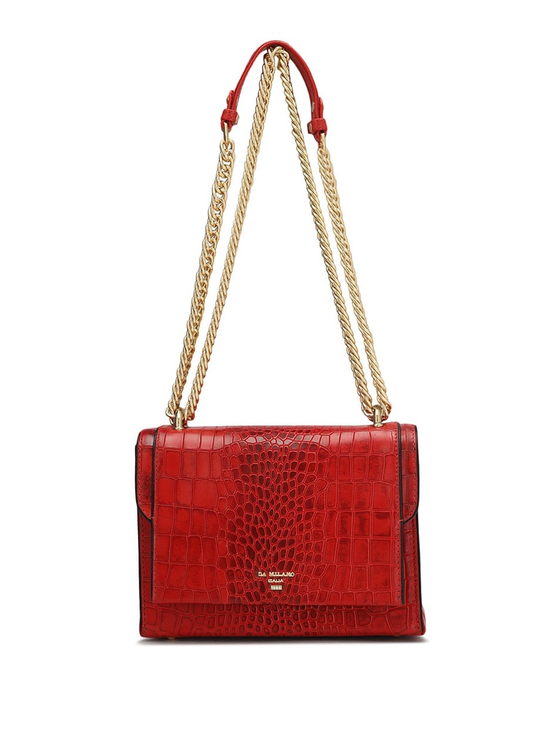 

Da Milano Animal Textured Leather Structured Sling Bag, Red