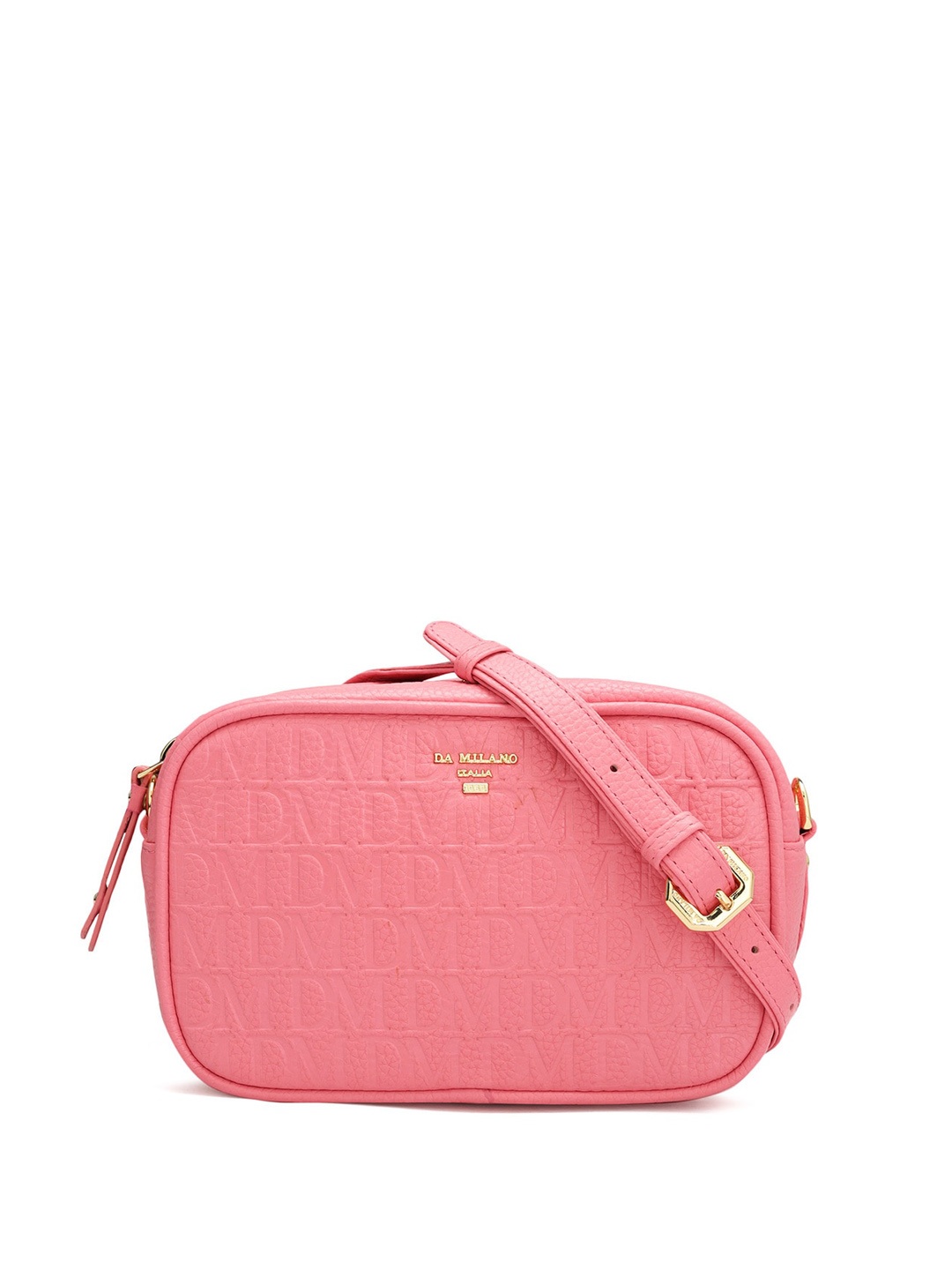 

Da Milano Textured Leather Structured Sling Bag, Pink