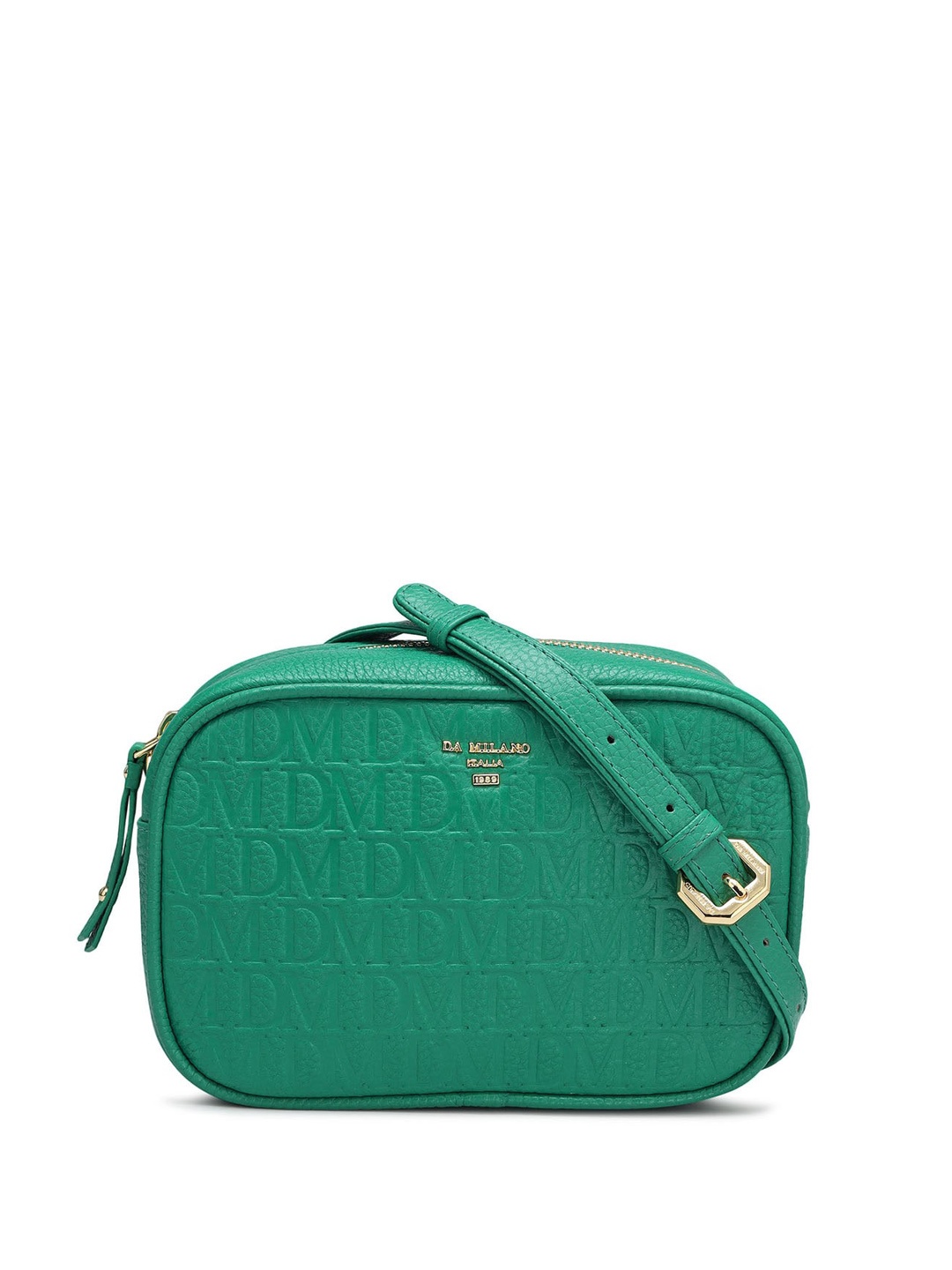 

Da Milano Textured Leather Structured Sling Bag, Green