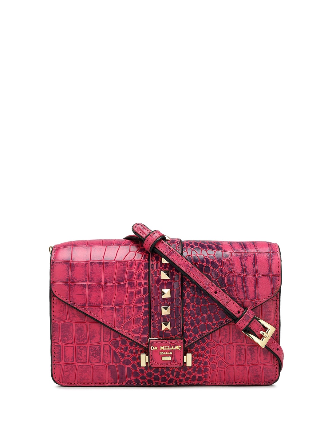 

Da Milano Textured Leather Structured Sling Bag, Magenta