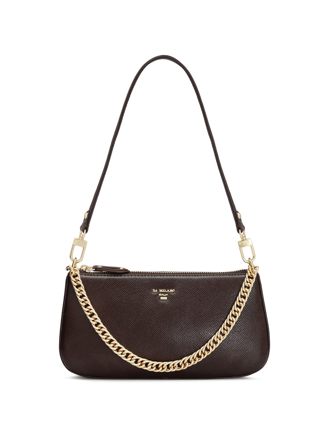 

Da Milano Textured Leather Structured Shoulder Bag, Brown