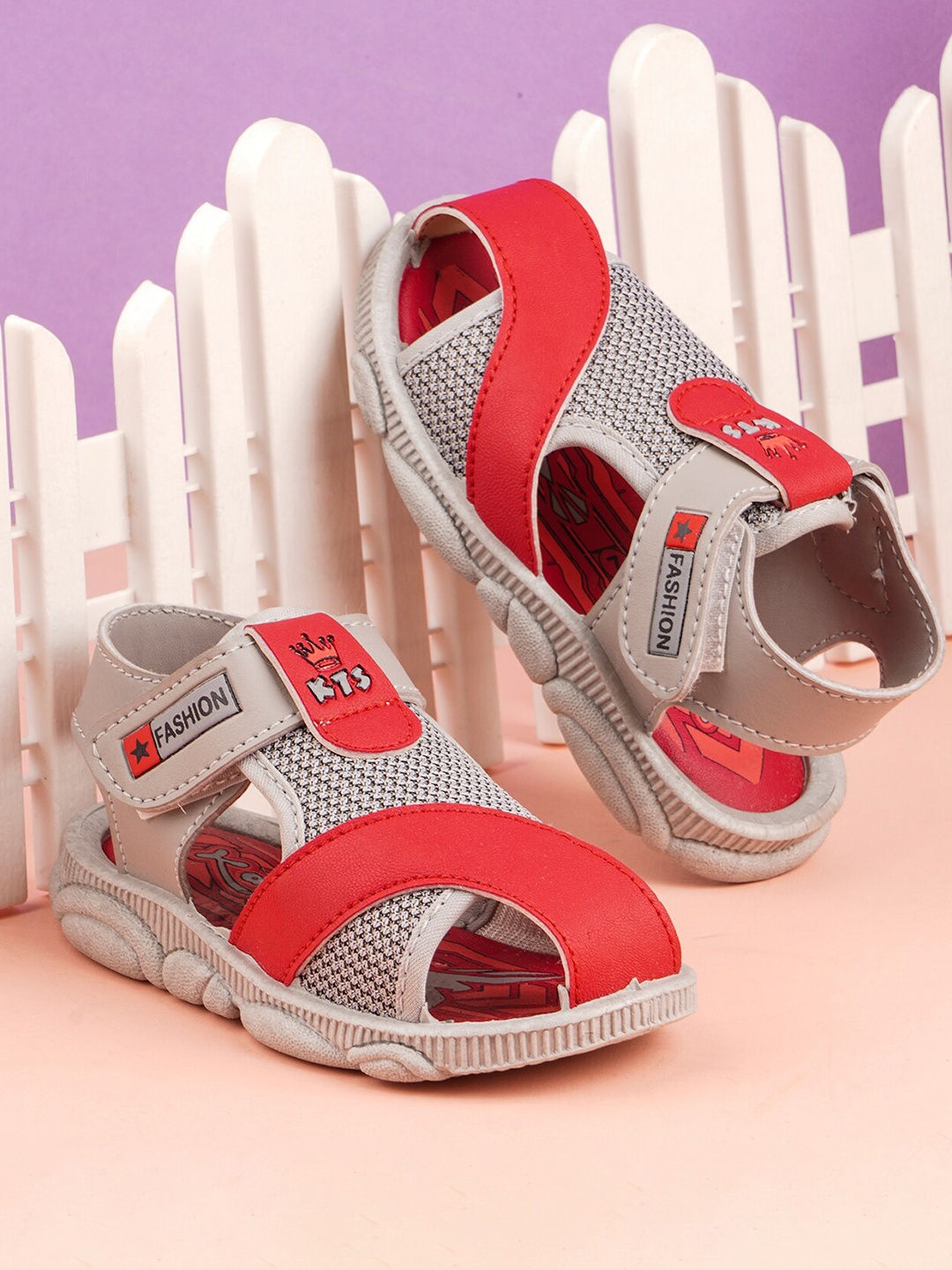 KATS Kids Stylish Printed Sport Sandals, Red
