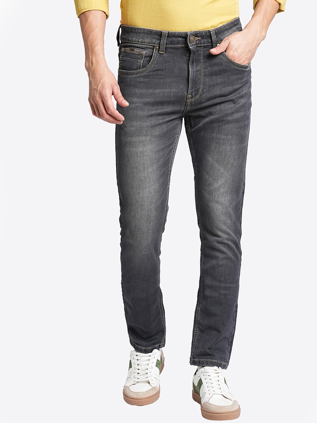 

Blue Buddha Men Comfort Slim Fit Heavy Fade Stretchable Jeans, Charcoal
