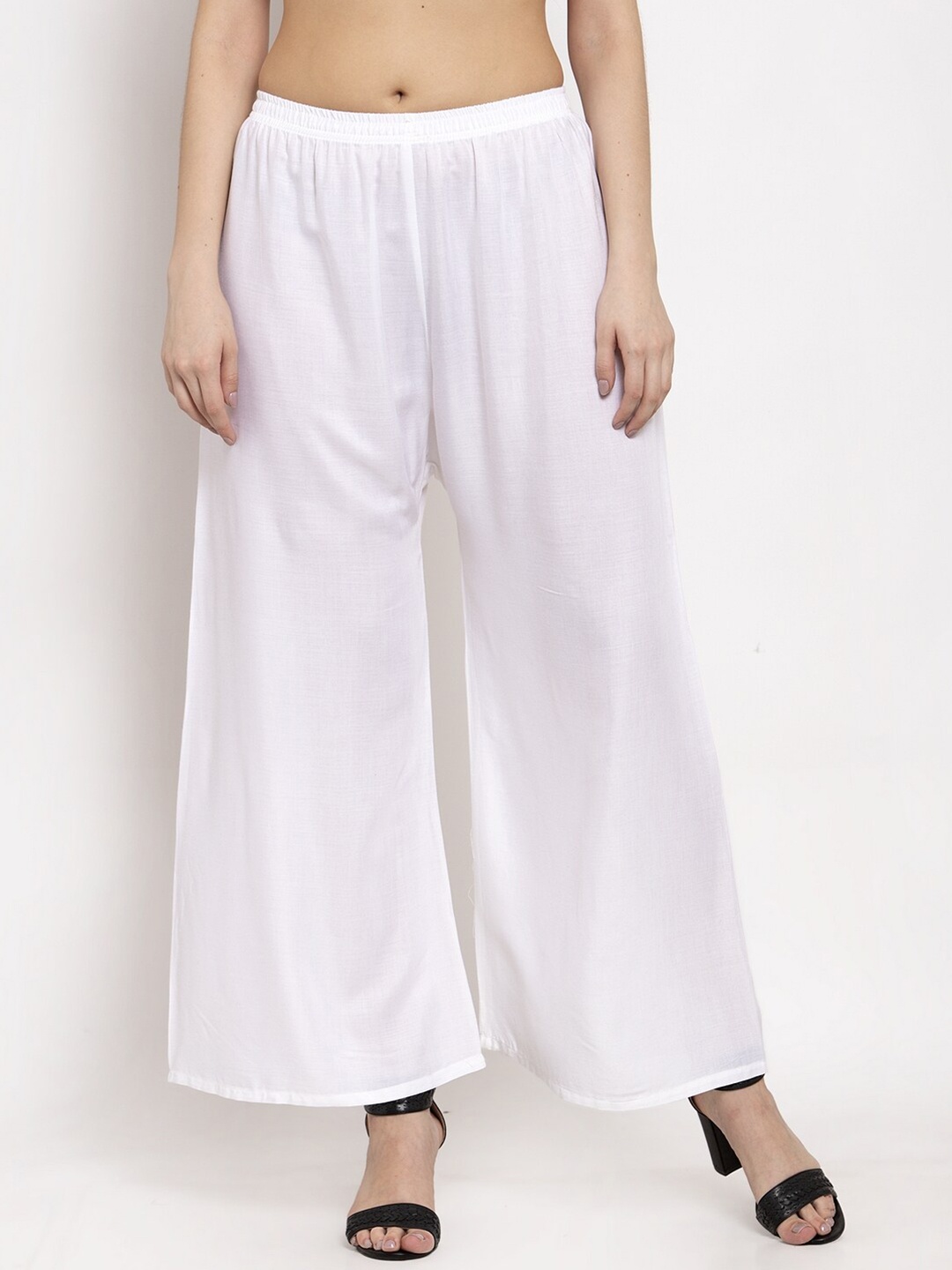 

Miaz Lifestyle Chambray Wide Leg Palazzos, White