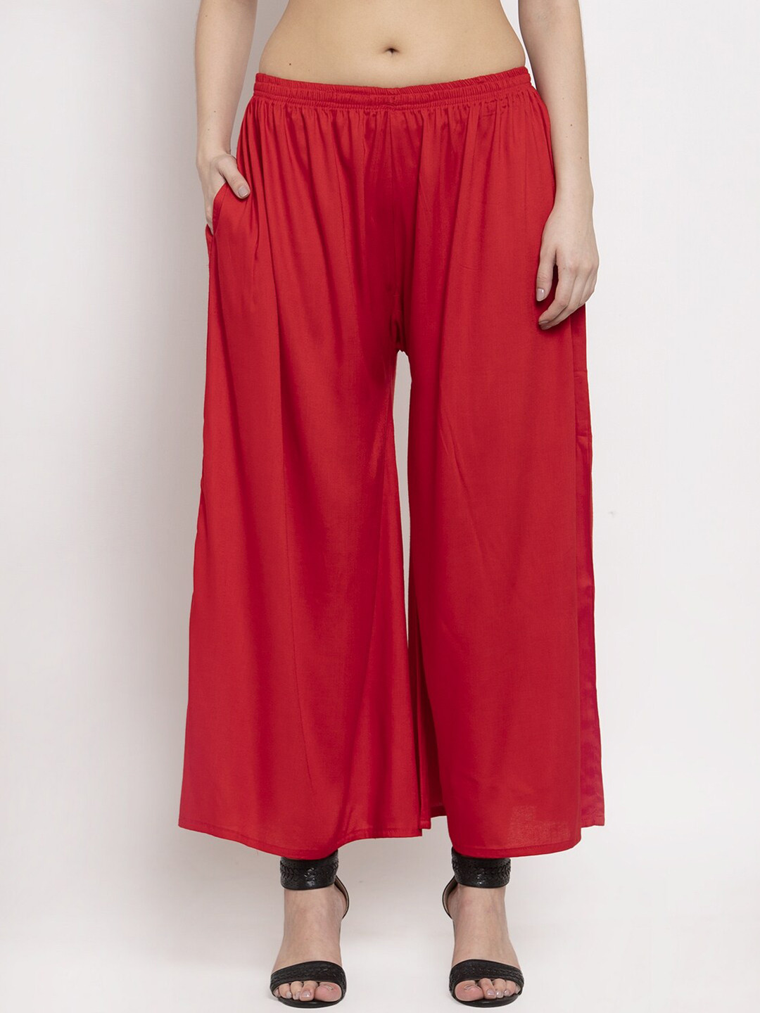 

Miaz Lifestyle Wide Leg Chambray Palazzos, Red