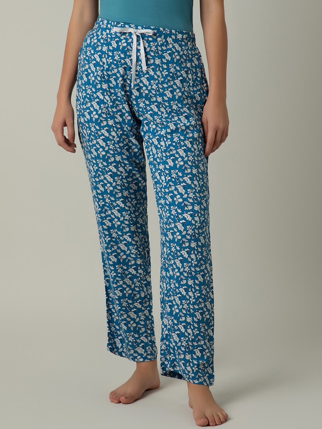 

Amante Women Floral Printed Straight-Leg Lounge Pants, Blue