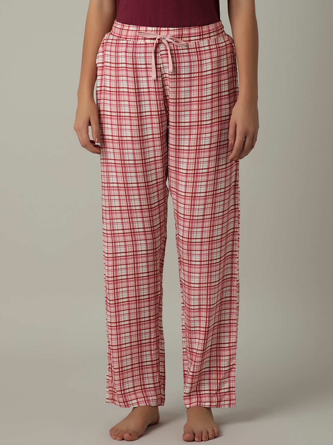 

Amante Women Checked Straight-Leg Lounge Pants, Red