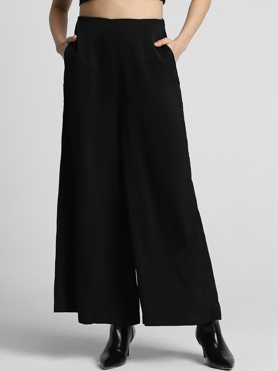 

FOREVER 21 Women High-Rise Trousers, Black