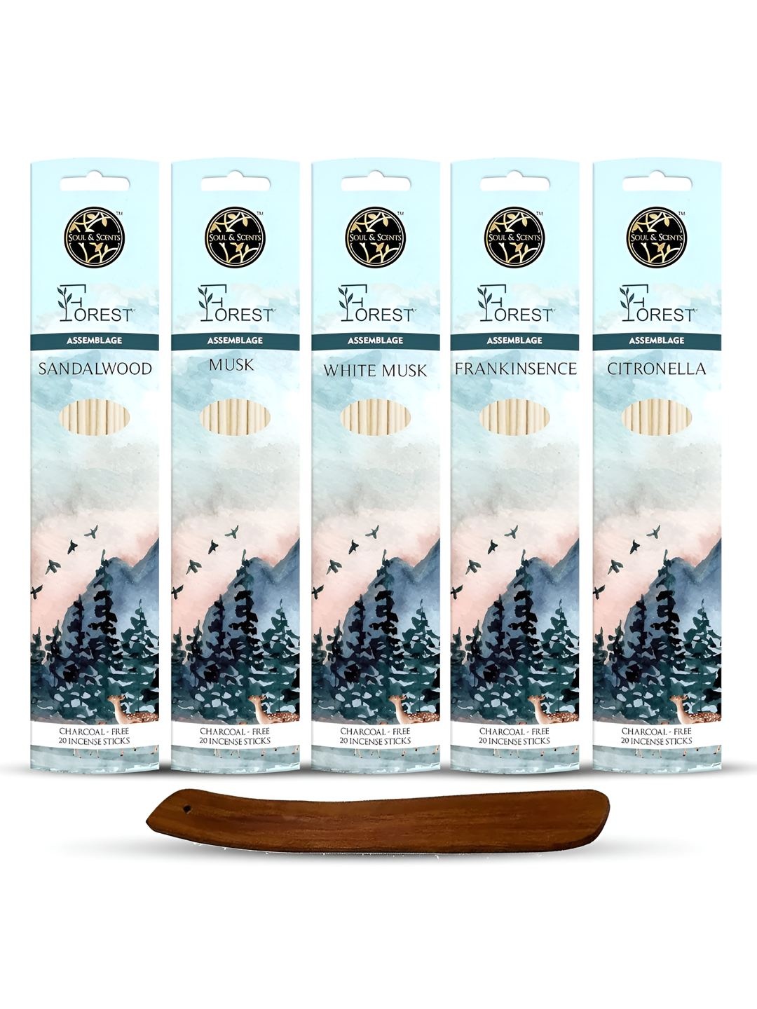 

SOUL & SCENTS 5-Pcs Brown Textured Fragrance Incense Sticks With Wooden Stand