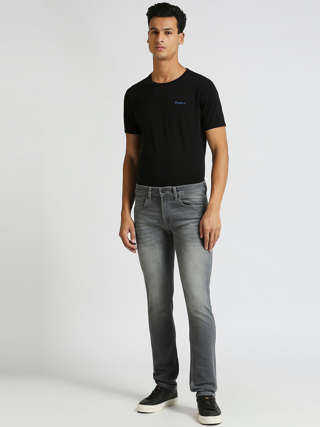 

Pepe Jeans Men Slim Fit Heavy Fade Clean Look Stretchable Jeans, Grey