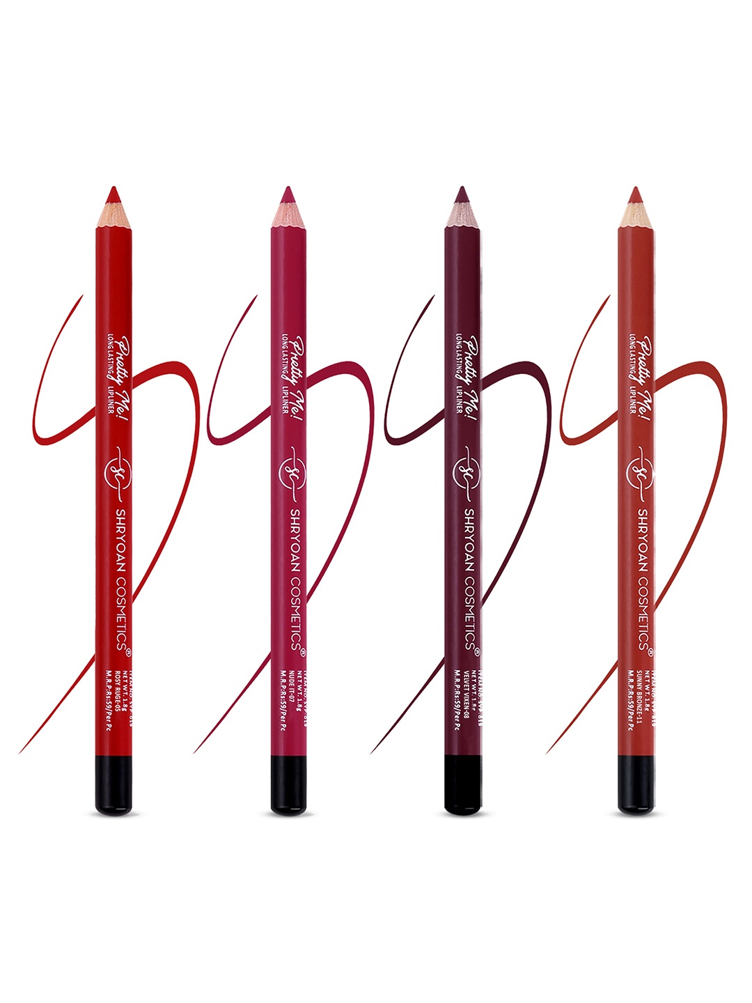 

SHRYOAN Set Of 4 Pretty Me Bold Lipliner & Eye Liner Matte Pencil- 1.8g Each, Red