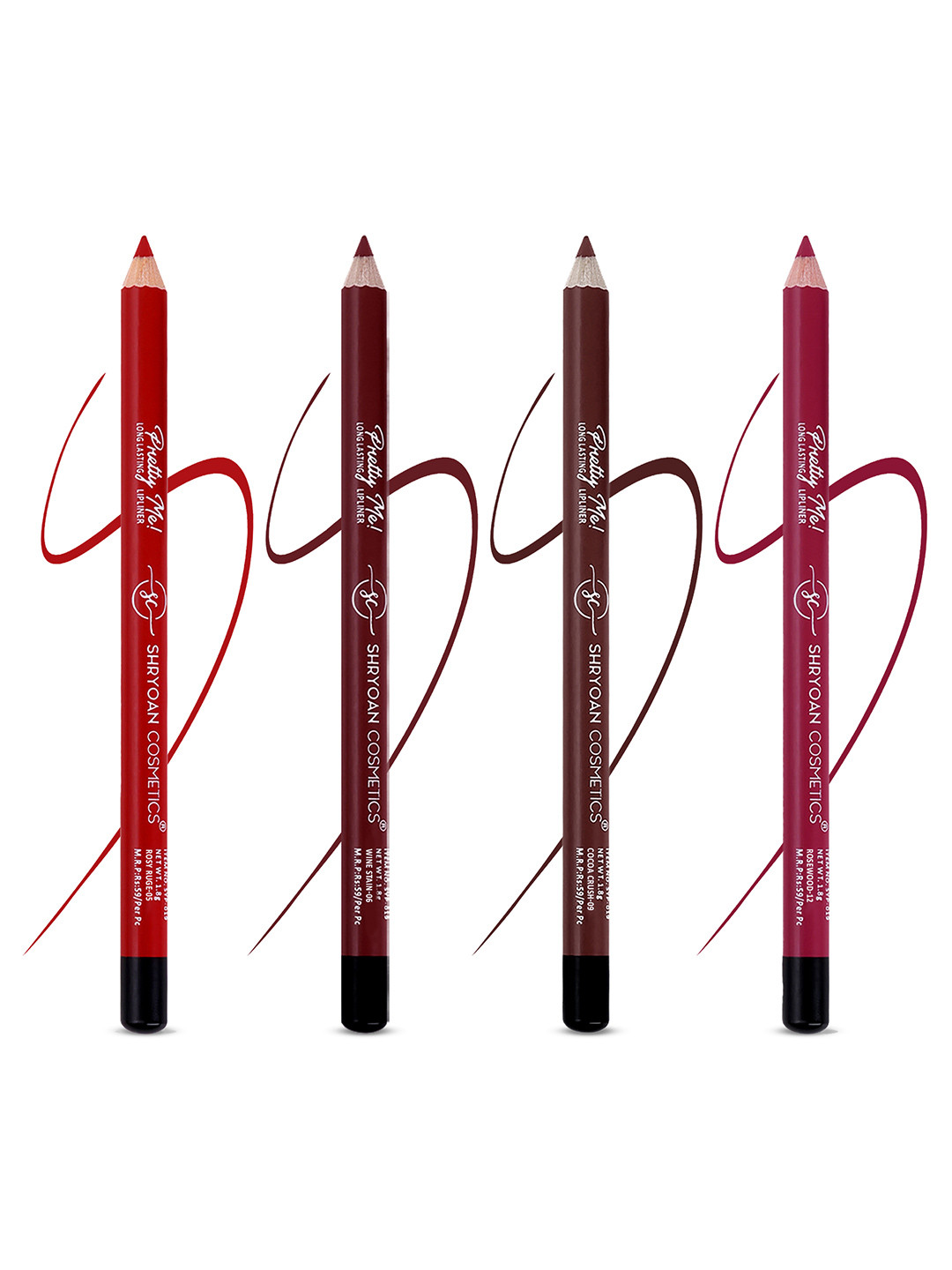 

SHRYOAN Set Of 4 Pretty Me Bold Lipliner & Eye Liner Matte Pencil- 1.8g Each, Brown