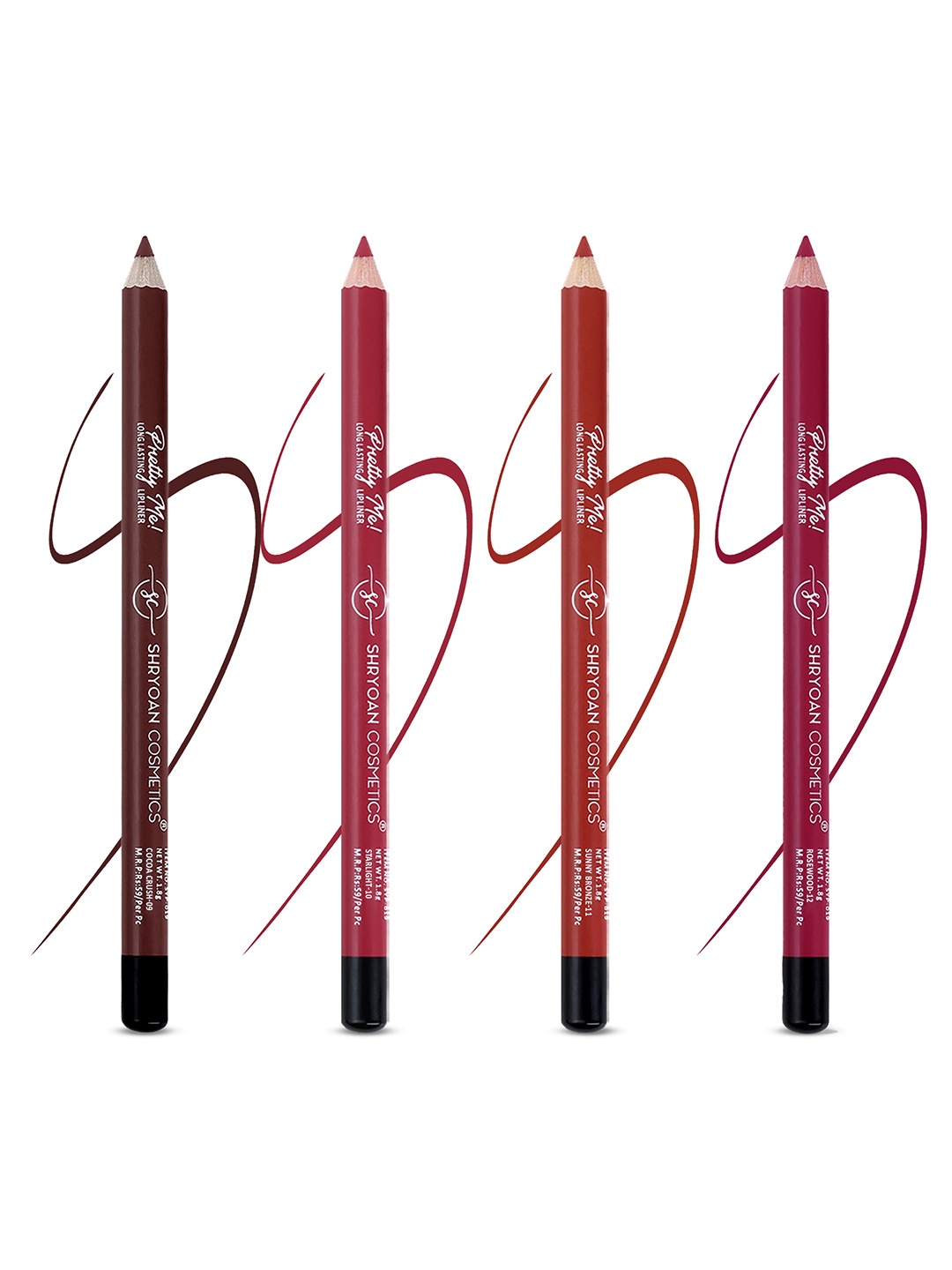 

SHRYOAN Set Of 4 Pretty Me Bold Lipliner & Eye Liner Matte Pencil- 1.8g Each, Mauve