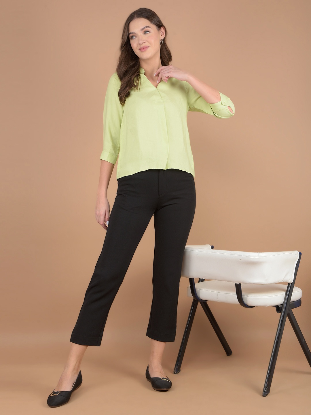 

Crimsoune Club Women Smart Straight Fit Trousers, Black
