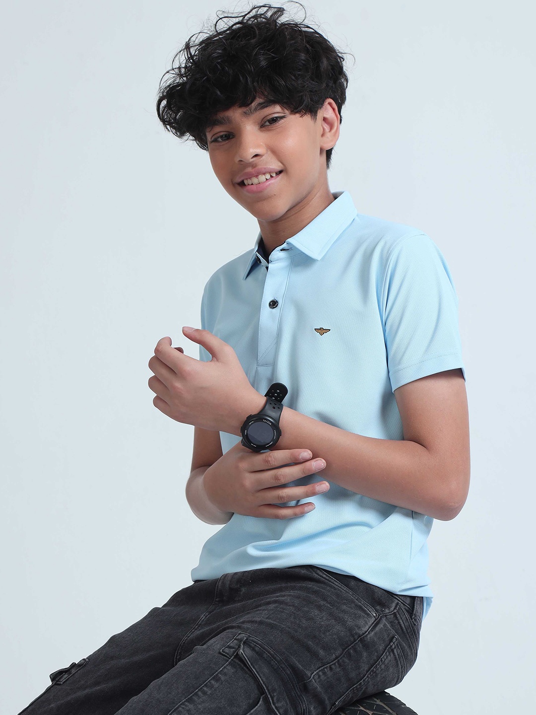

STELLERS Boys Regular Fit Short Sleeves Polo Collar T-shirt, Blue