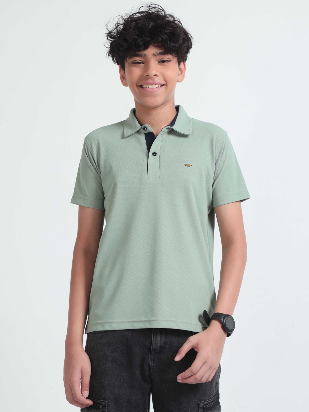 

STELLERS Boys Regular Fit Short Sleeves Polo Collar T-shirt, Green