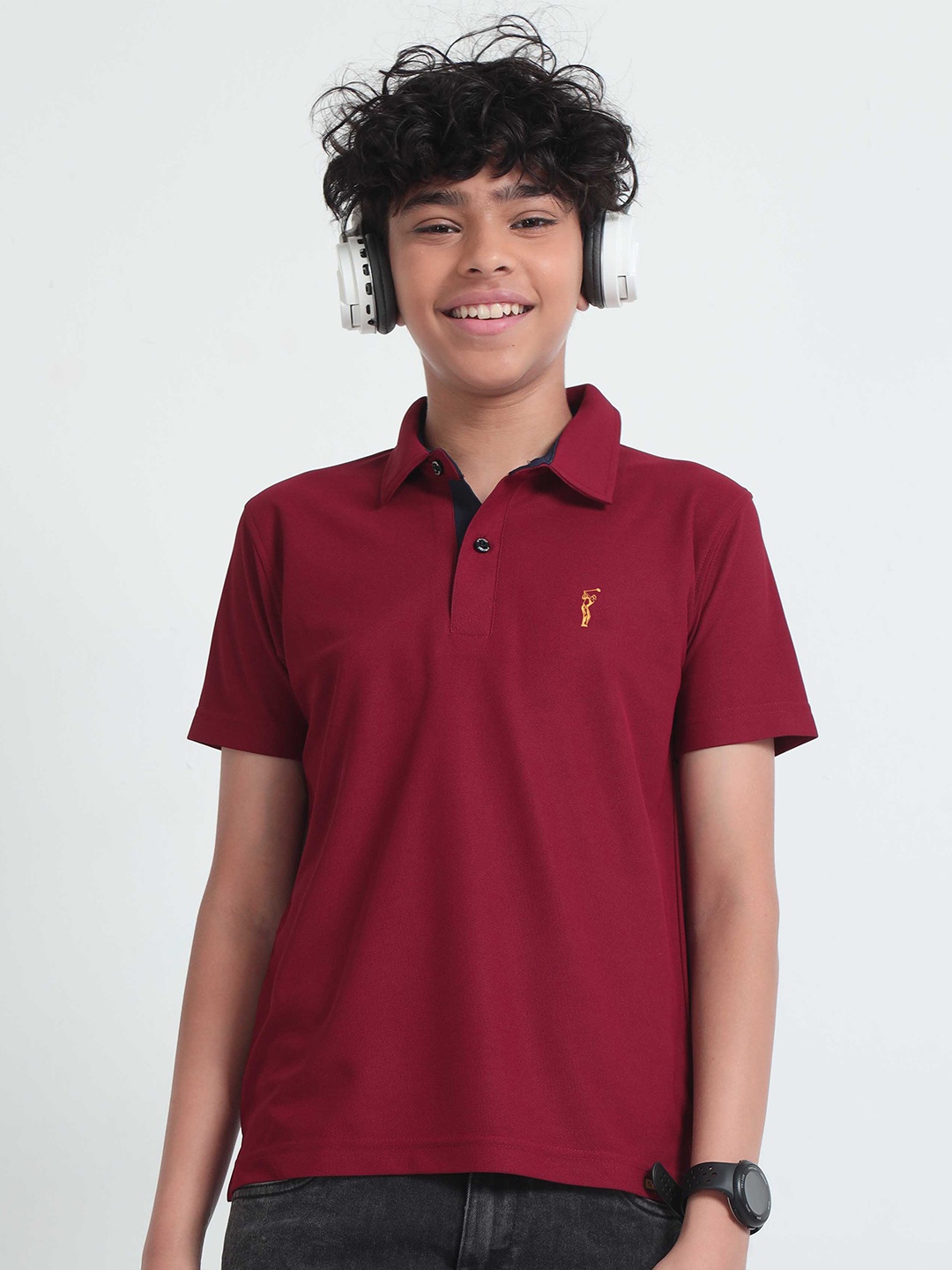 

STELLERS Boys Regular Fit Short Sleeves Polo Collar T-shirt, Maroon