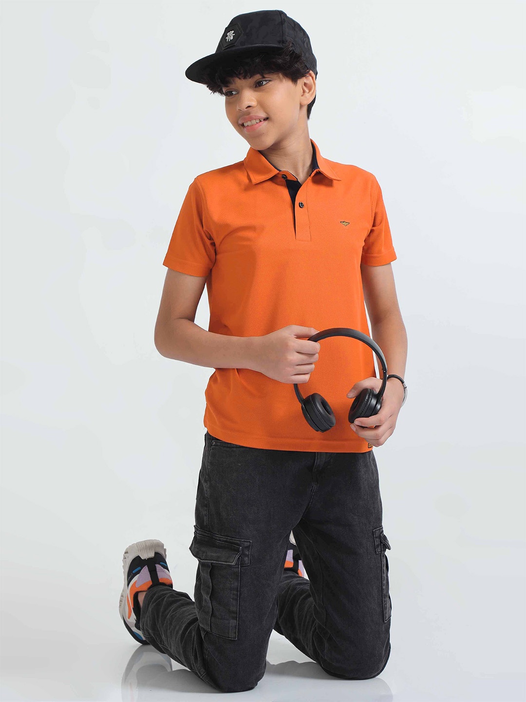 

STELLERS Boys Polo Collar Antimicrobial T-shirt, Orange