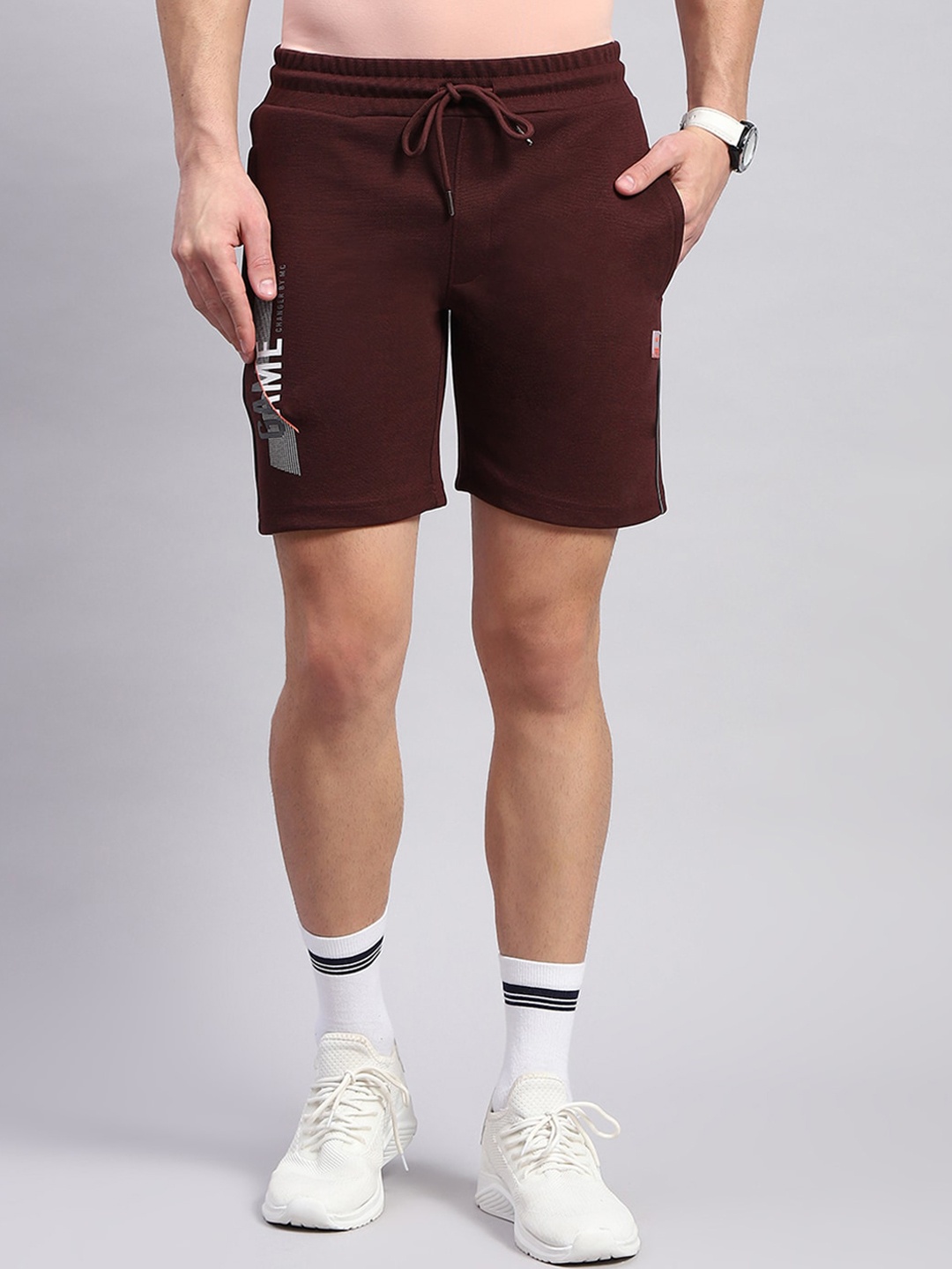 

Monte Carlo Men Typography Printed Gym Sports Shorts, Maroon