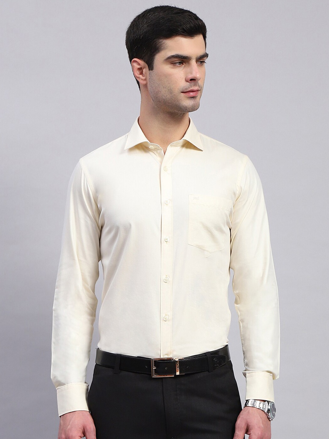 

Monte Carlo Classic Opaque Cotton Formal Shirt, Yellow