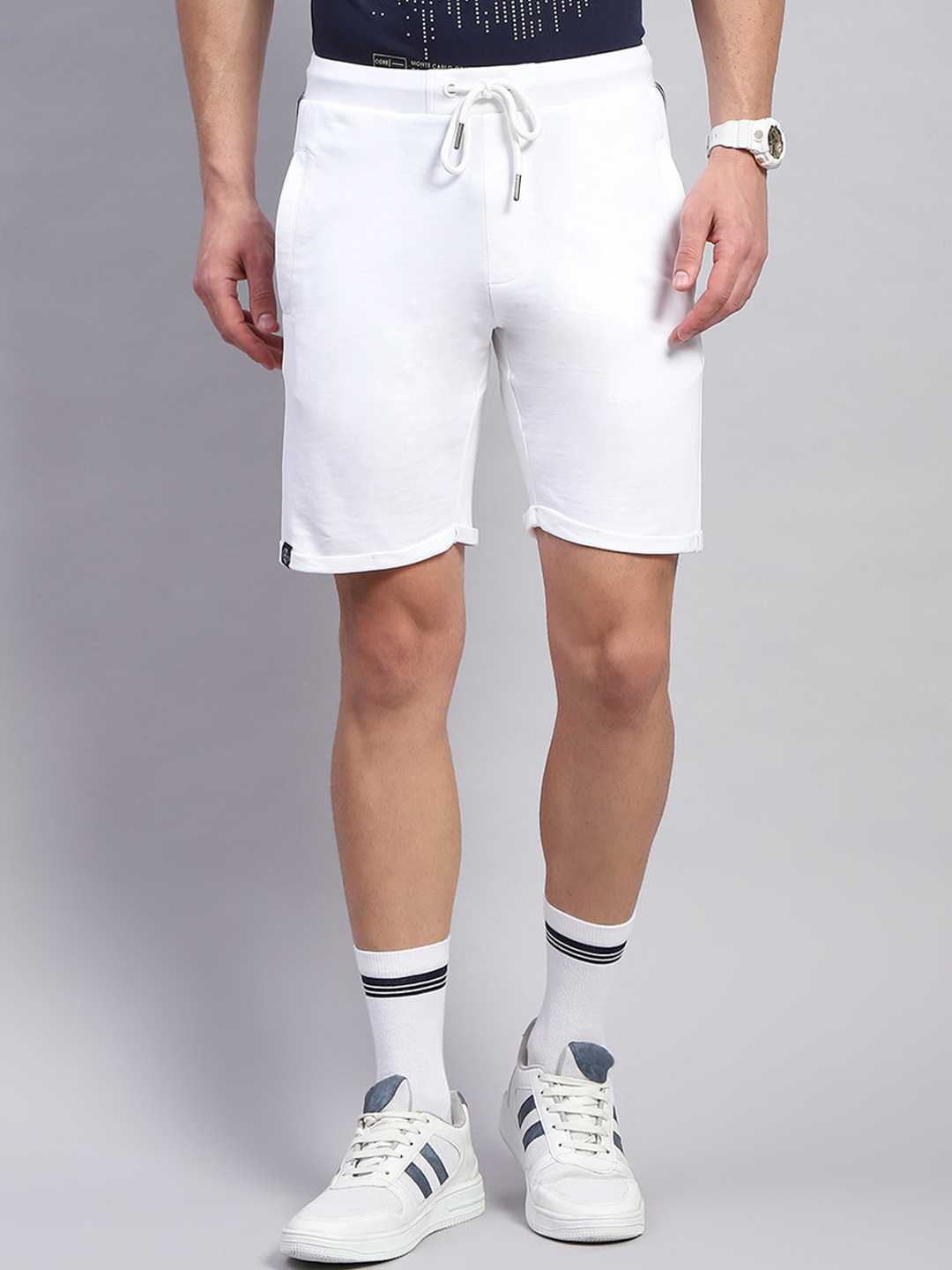 

Monte Carlo Men Mid-Rise Gym Sports Shorts, White