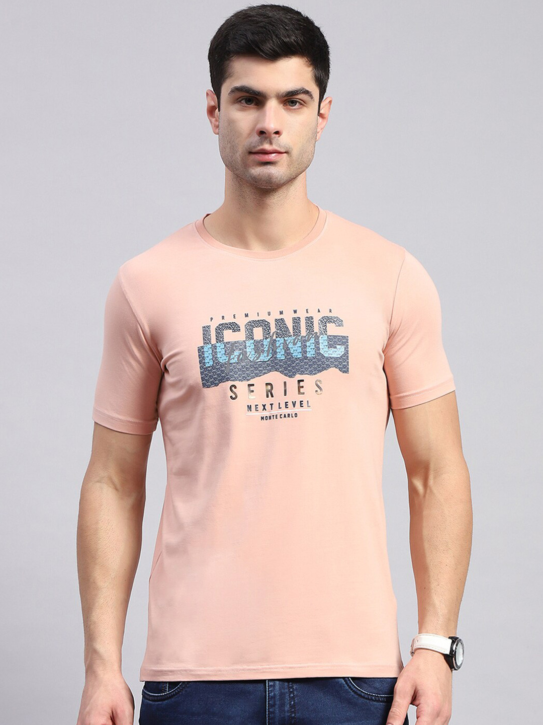 

Monte Carlo Typography Printed Round Neck T-Shirt, Pink