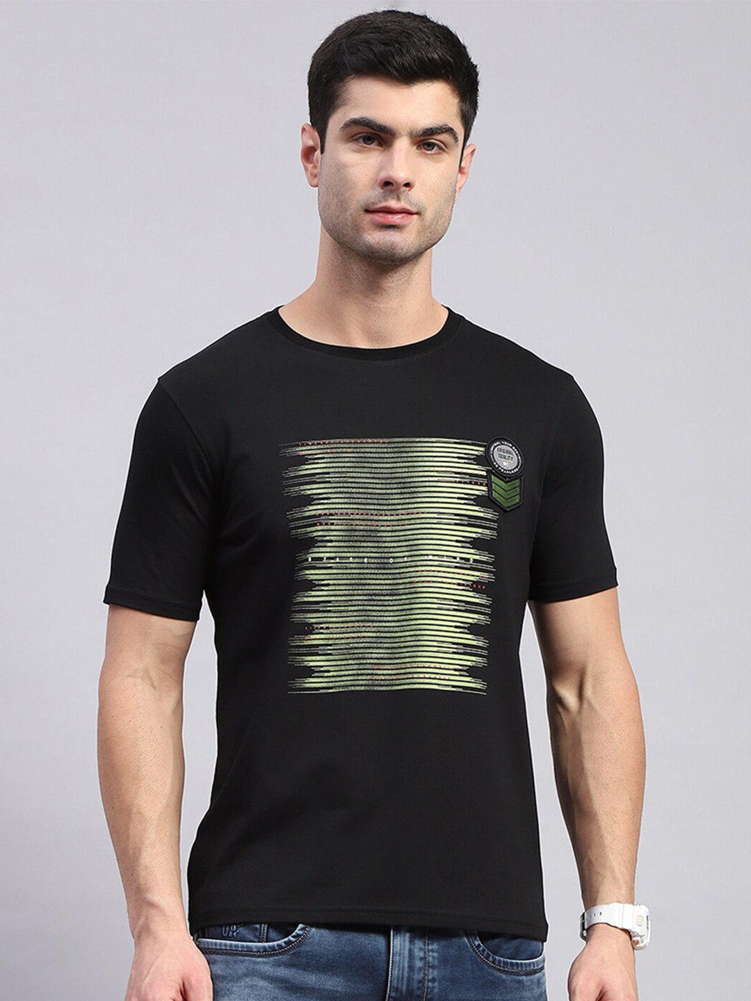 

Monte Carlo Graphic Printed Round Neck T-shirt, Black