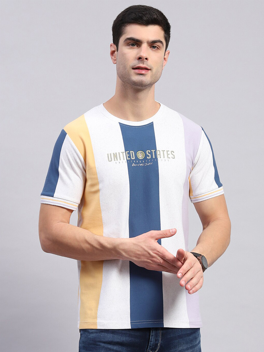 

Monte Carlo Colourblocked Round Neck T-shirt, White