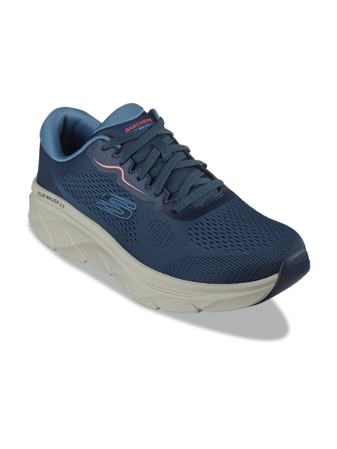 

Skechers Men D'LUX WALKER 2.0 - SWAVE Textured Lace-Up Casual Sneakers, Navy blue