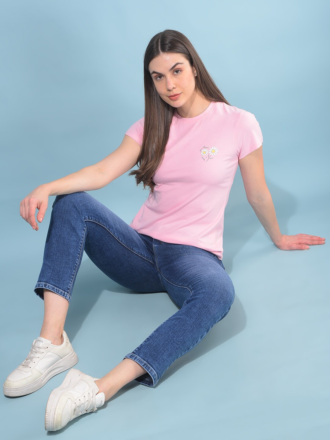 

Crimsoune Club Round Neck Short Sleeves Cotton Slim Fit T-shirt, Pink