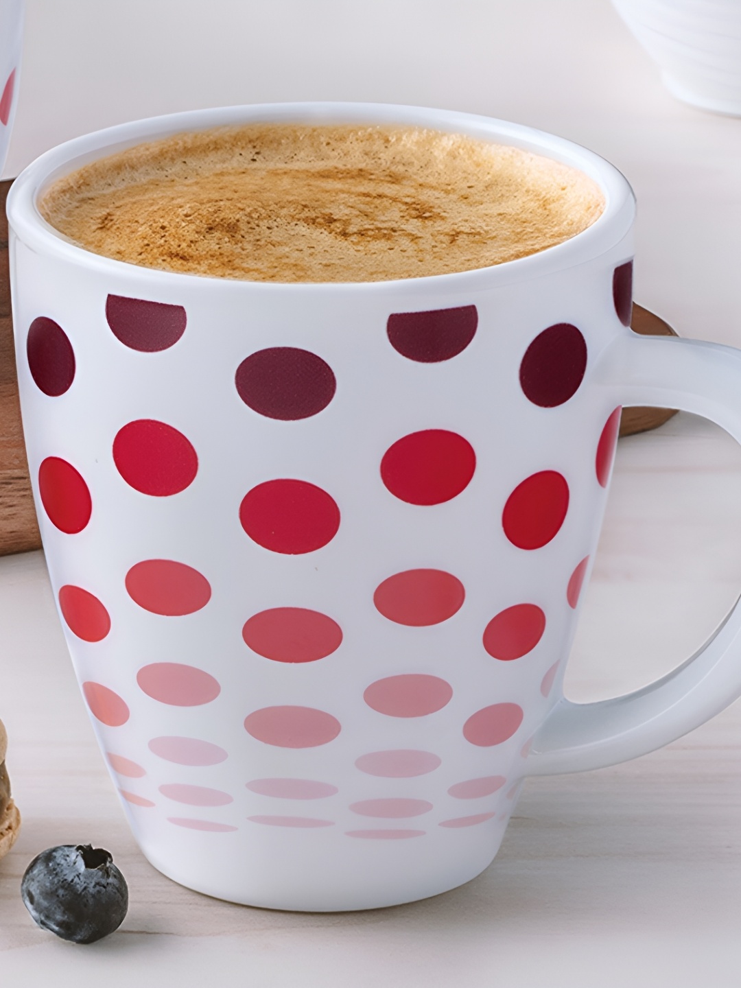 

Larah by BOROSIL White & Red Printed Opalware Matte Mugs 400 ml