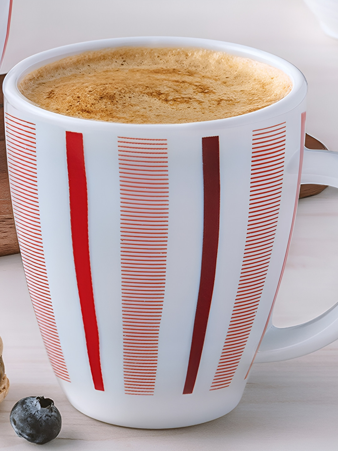 

Larah by BOROSIL White & Red Printed Opalware Matte Mugs 400 ml