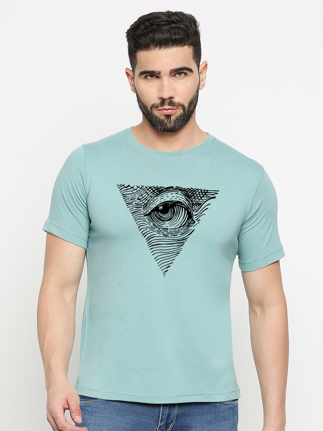

MOD ECRU Graphic Printed Cotton T-shirt, Green