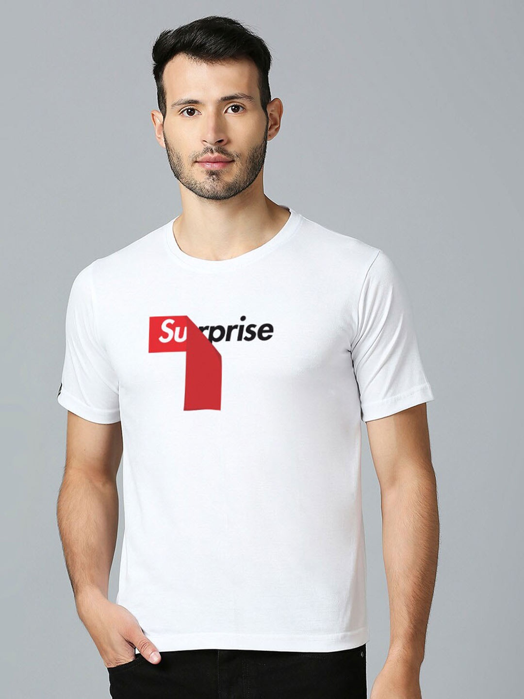 

MOD ECRU Typography Printed Round Neck Short Sleeves T-shirt, White