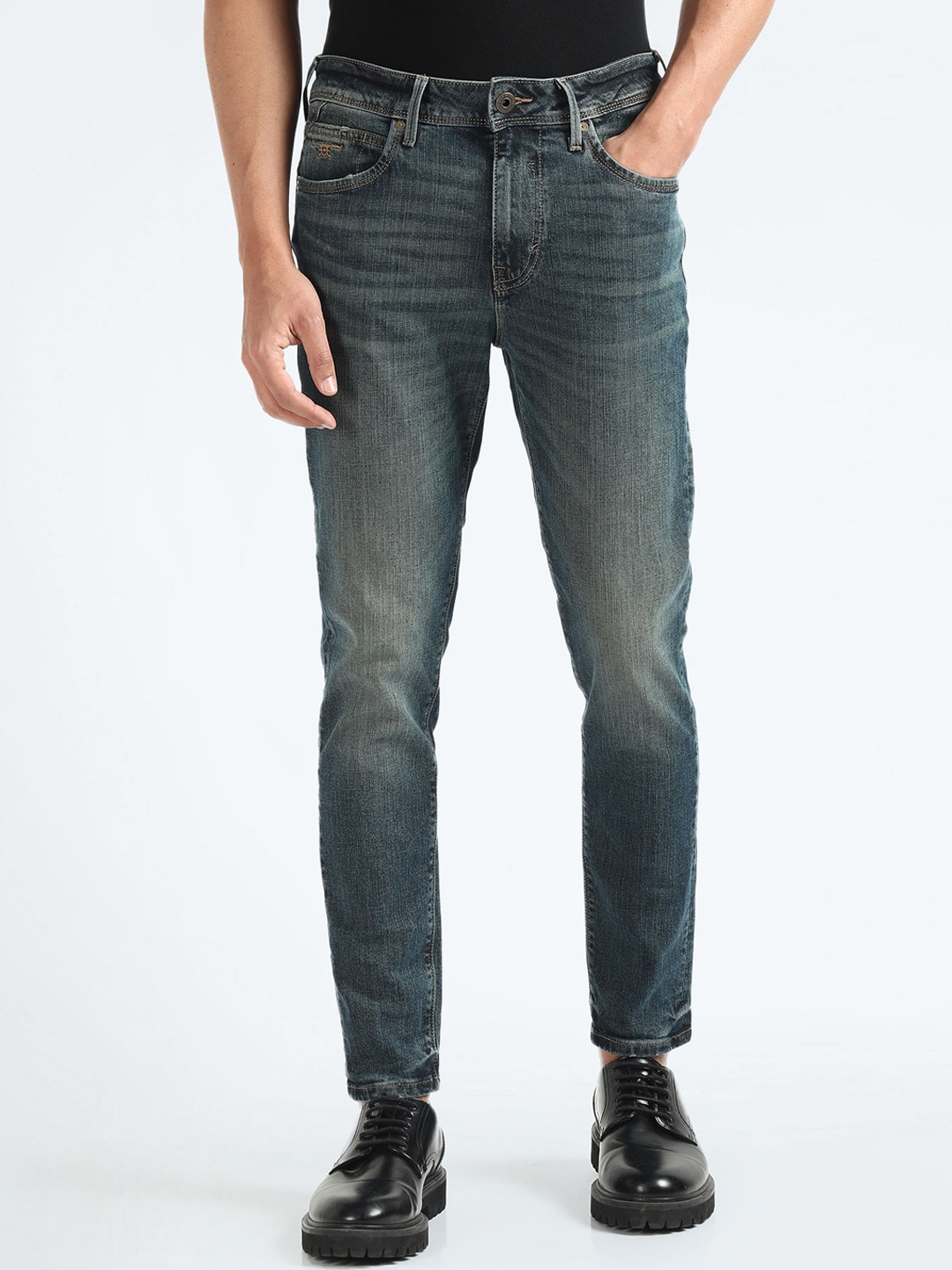 

Flying Machine Men Skinny Fit Heavy Fade Stretchable Jeans, Blue
