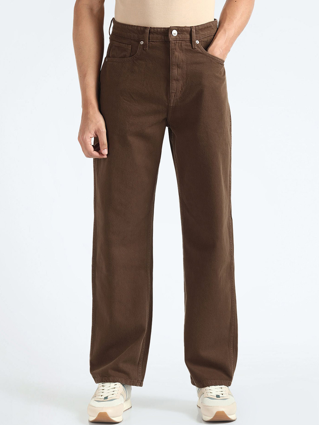 

Flying Machine Men Mid-Rise Pure Cotton Jeans, Brown