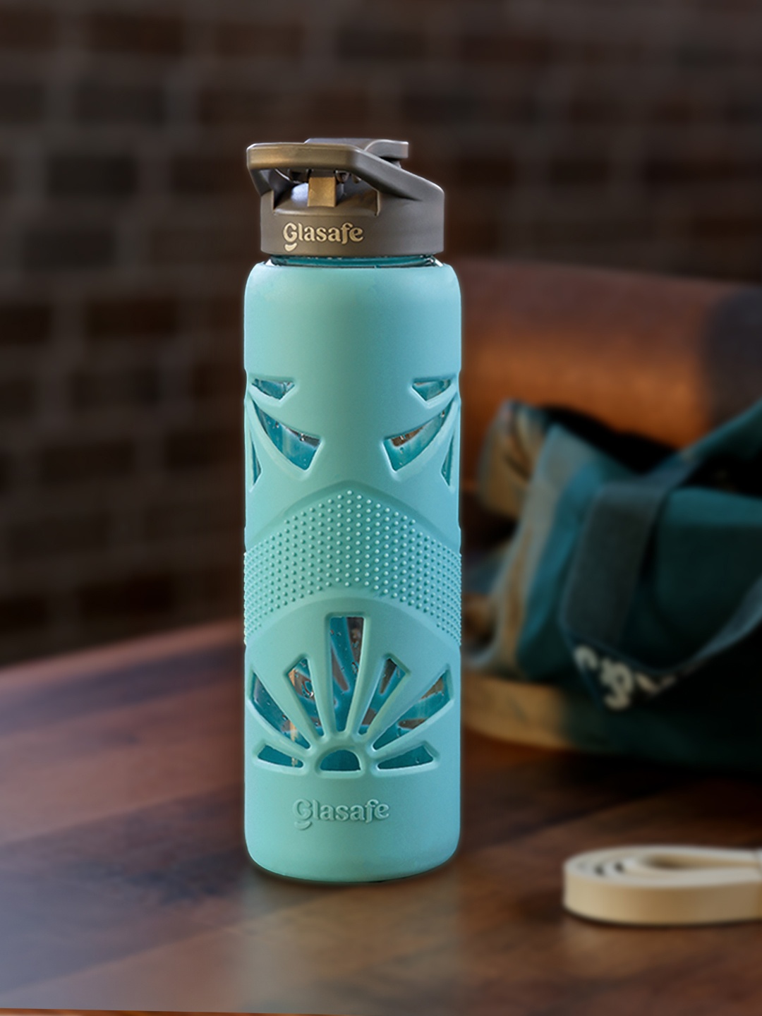 

GLASAFE Green & Grey Single Glass Solid Water Bottle