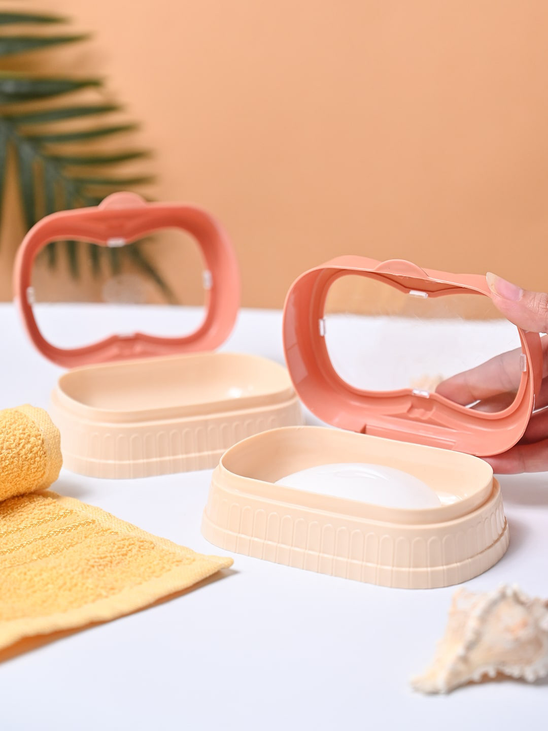 

MARKET99 Beige & Peach 2 Pcs Soap Dish Bathroom Accessories