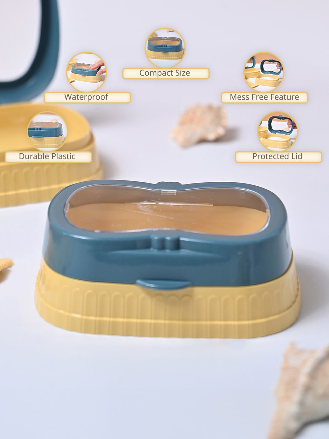 

MARKET99 Yellow & Blue 2 Pcs Soap Dish Bathroom Accessories