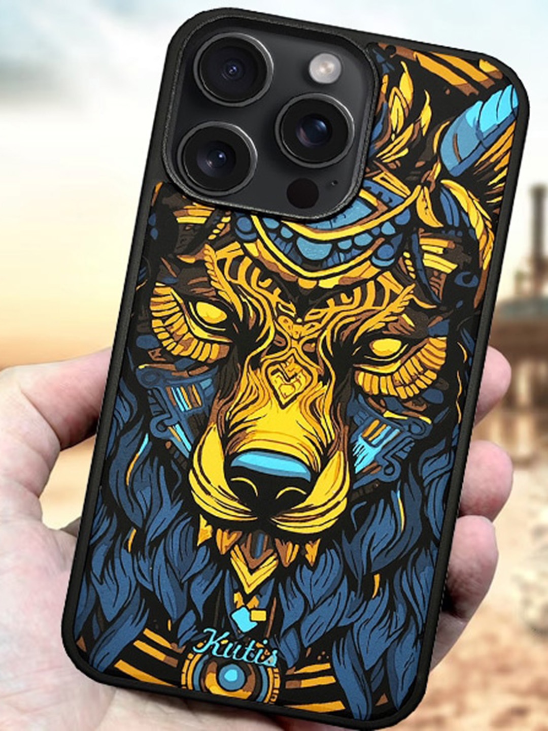 

TREEMODA Abstract Printed iPhone 15 Pro Back Case, Yellow