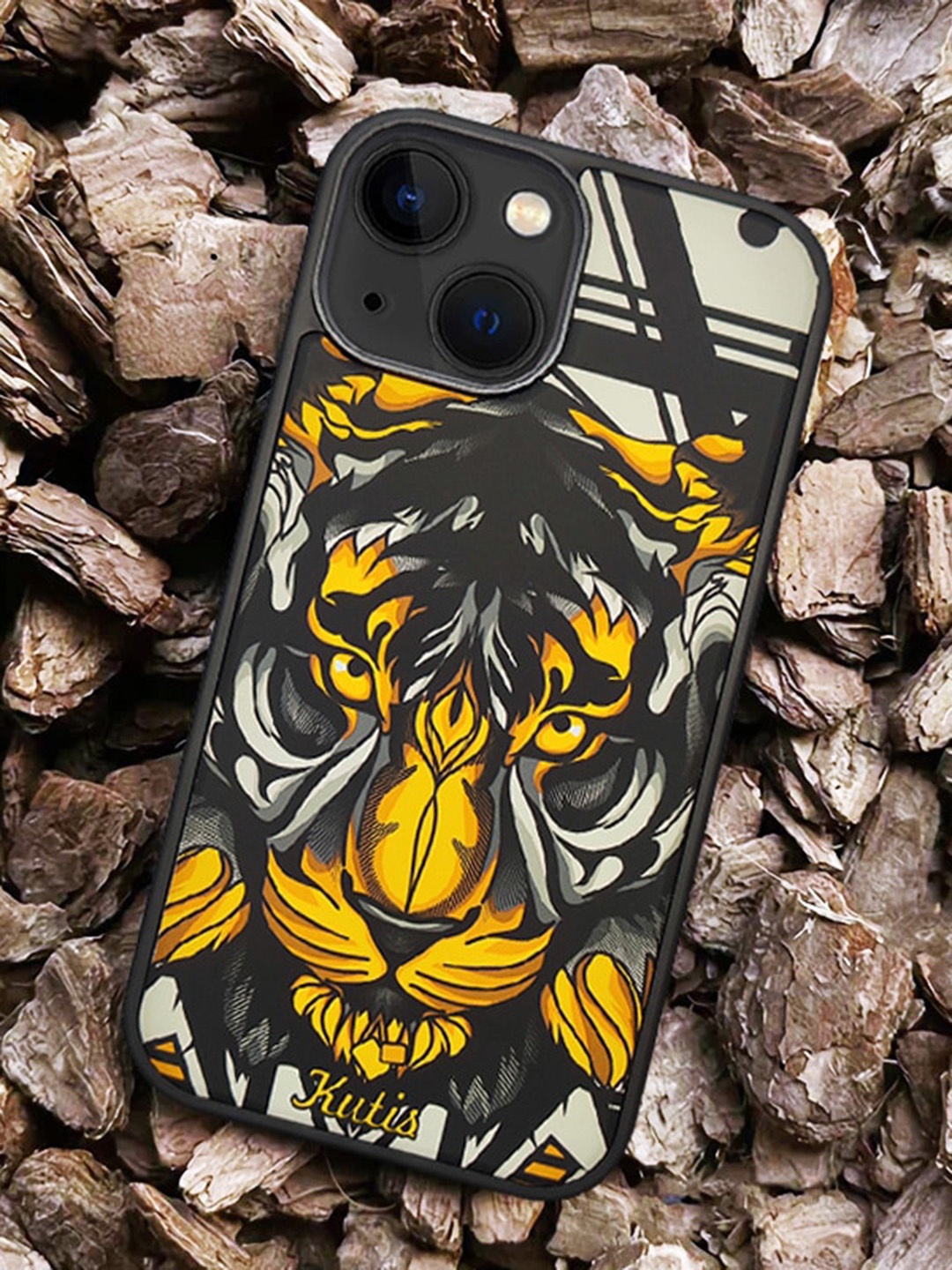 

TREEMODA Tiger Printed iPhone 15 Back Case, Yellow